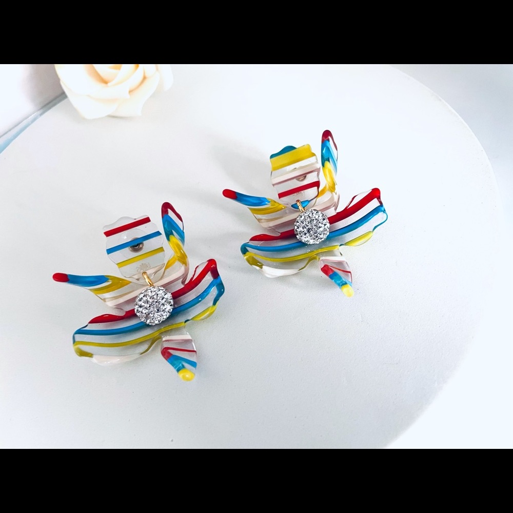 Lele Sadoughi Primary Sunset Paper Lily Earrings